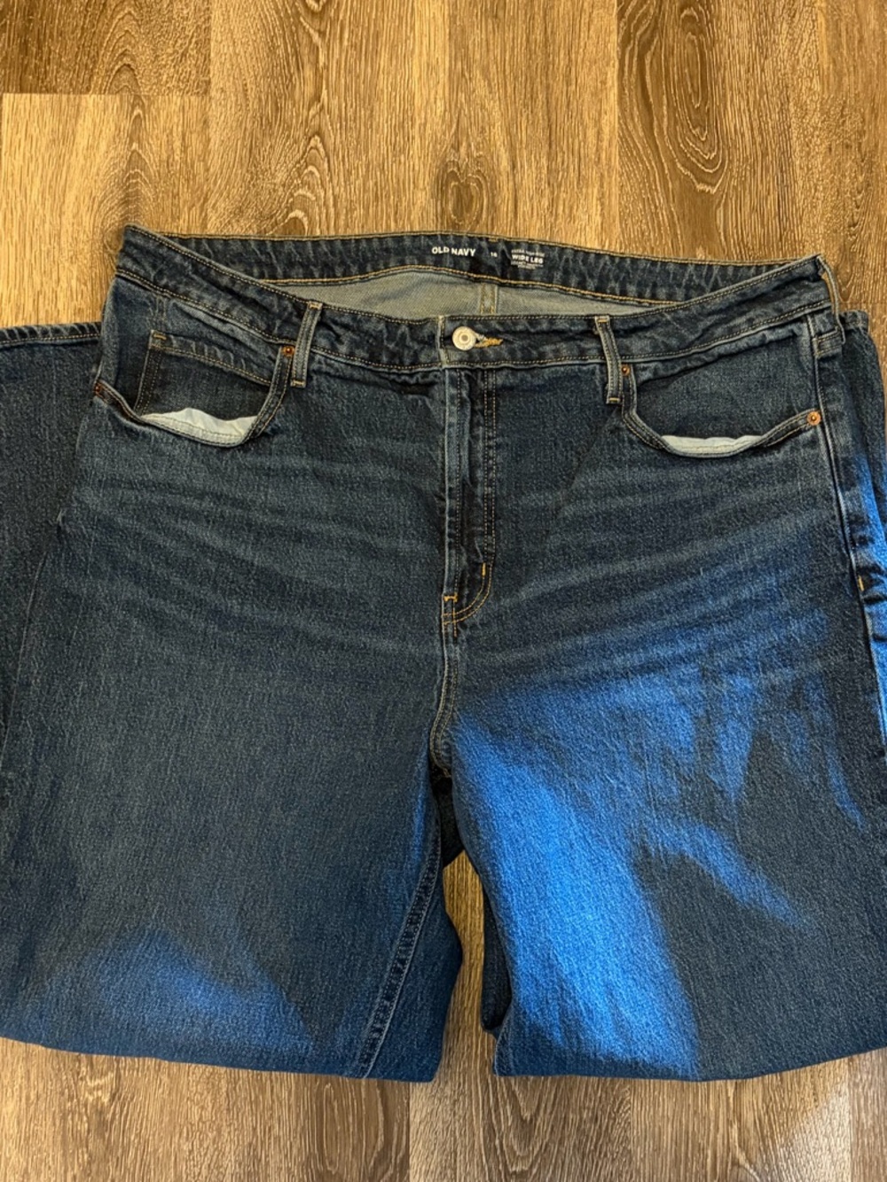 Old Navy Dark Blue High-Rise Wide Leg Women's Jeans
